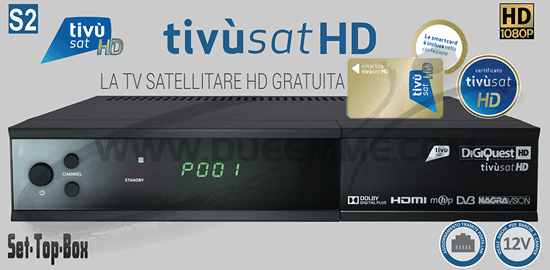DECODER DIGIQUEST TIVUSAT HD + CARTA TIVUSAT ORO